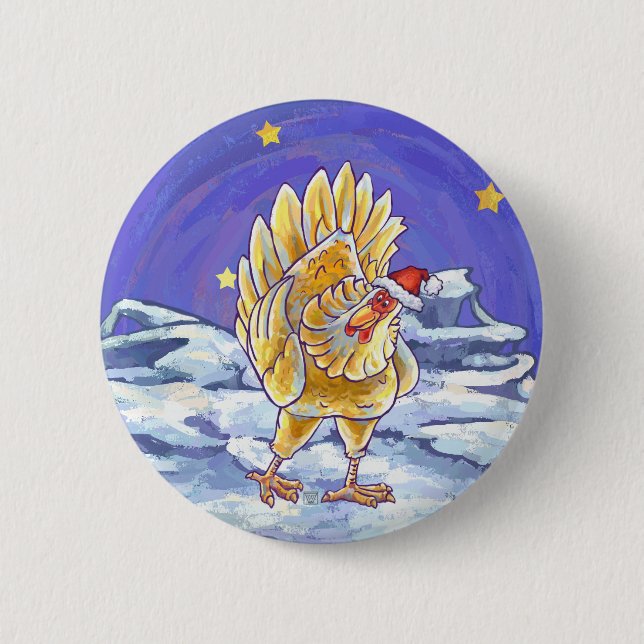Chicken Christmas 2 Inch Round Button (Front)