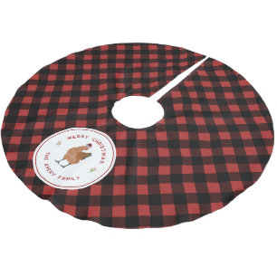 Chicken Christmas Buffalo Plaid Brushed Polyester Tree Skirt