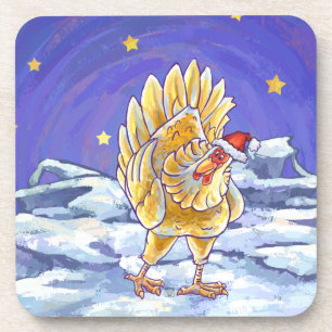 Chicken Christmas Coaster