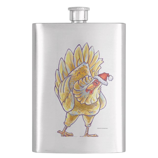 Chicken Christmas Hip Flask (Front)