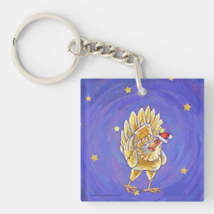 Chicken Christmas Keychain