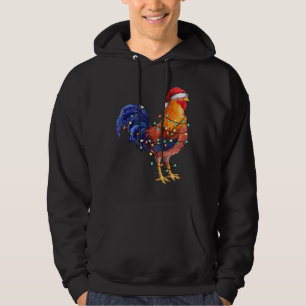 Chicken Christmas Light Santa Hat T Hoodie