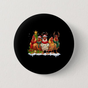 Chicken Christmas Lights Farm Animal Cute Xmas Men 2 Inch Round Button