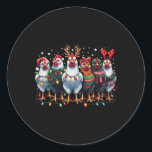 Chicken Christmas Lights Farm Xmas  Classic Round Sticker<br><div class="desc">Chicken Christmas Lights Farm Xmas</div>