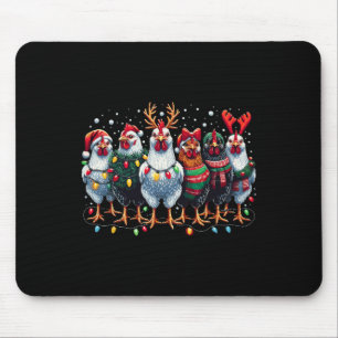 Chicken Christmas Lights Farm Xmas Mouse Pad