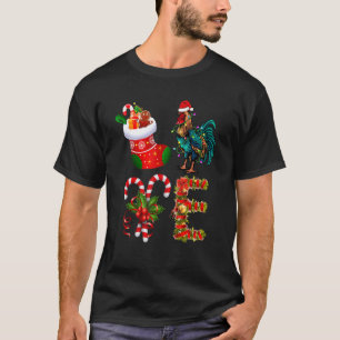 Chicken Christmas Lights Led Santa Hat Christmas T-Shirt