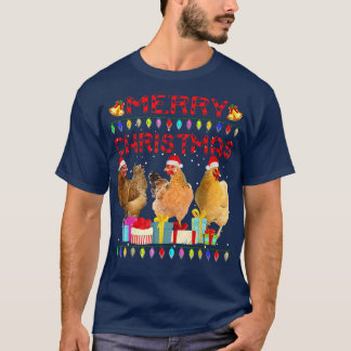 Chicken Christmas Lights Merry Xmas Chicken Funny T-Shirt