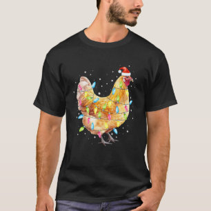 Chicken Christmas Lights Santa Hat Chicken Farm An T-Shirt