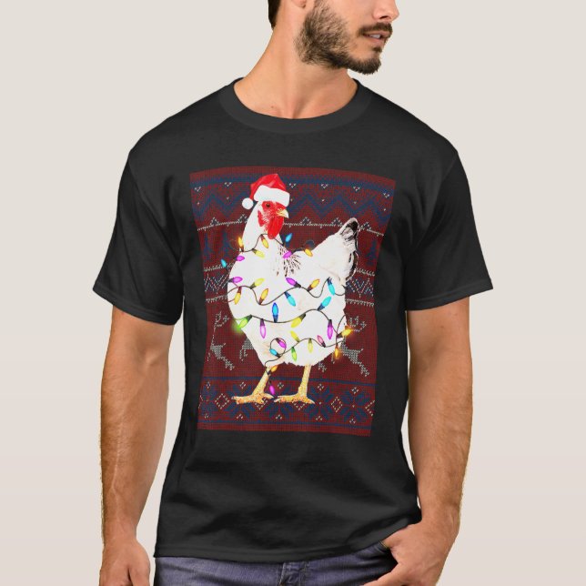 Chicken Christmas Lights Ugly Sweater Chicken Love (Front)