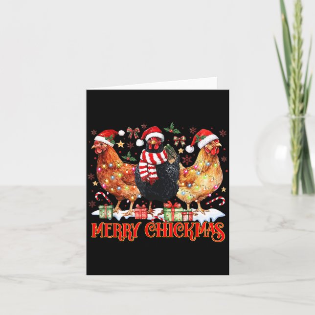 Chicken Christmas Merry Chickmas Santa Claus Hat F Card (Front)