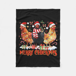 Chicken Christmas Merry Chickmas Santa Claus Hat F Fleece Blanket