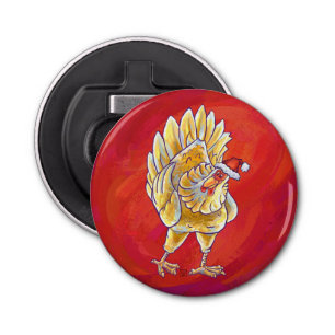 Chicken Christmas On Red Bottle Opener