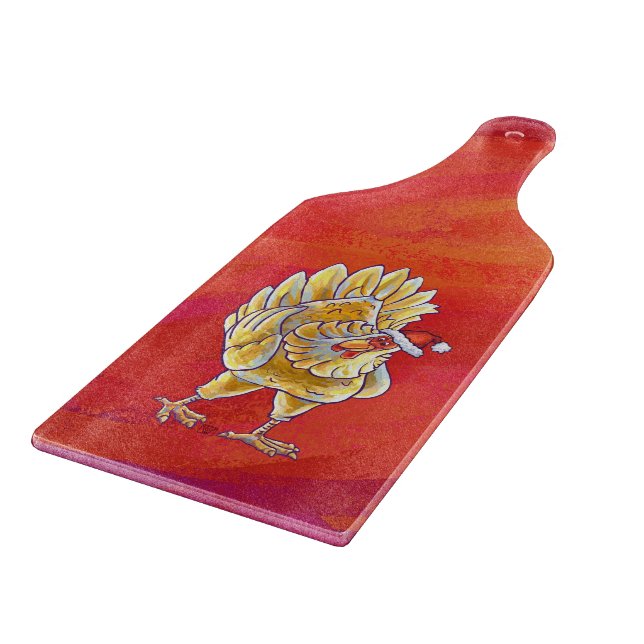 Chicken Christmas On Red Cutting Board (Corner)