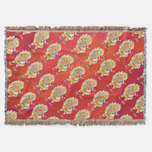 Chicken Christmas On Red Throw Blanket