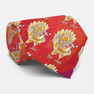 Chicken Christmas On Red Tie