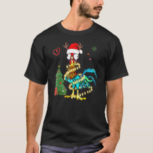 Chicken Christmas Reindeer Christmas Lights Pajama T-Shirt
