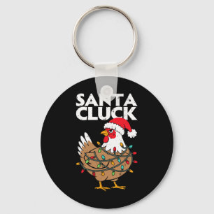 Chicken Christmas Santa Funny Holiday Men Women Ki Keychain