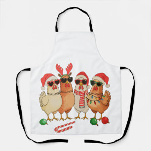 Chicken Christmas Santa Hat Farm Family Xmas Apron