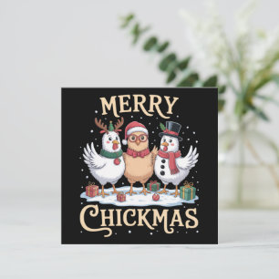 Chicken Christmas Santa Hat Merry Chickmas Farm Holiday Card