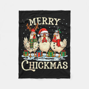 Chicken Christmas Santa Hat Merry Chickmas Xmas Fa Fleece Blanket