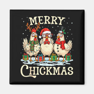 Chicken Christmas Santa Hat Merry Chickmas Xmas Fa Magnet