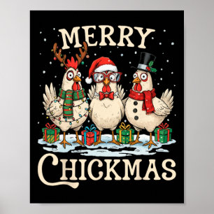 Chicken Christmas Santa Hat Merry Chickmas Xmas Fa Poster
