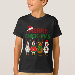 Chicken Christmas Santa Hat Merry Chickmas Xmas Fa T-Shirt