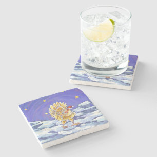Chicken Christmas Stone Coaster