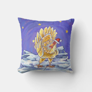 Chicken Christmas Throw Pillow