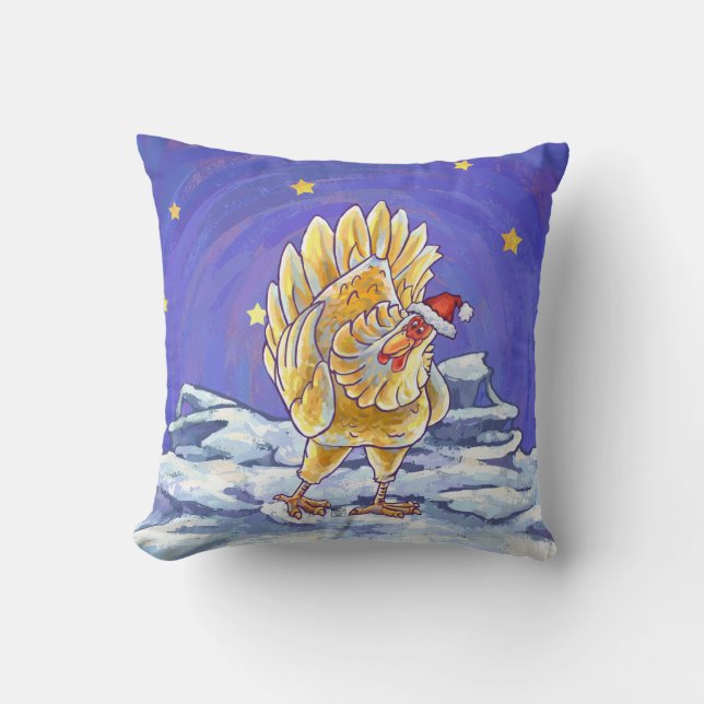 Chicken Christmas Throw Pillow (Front)