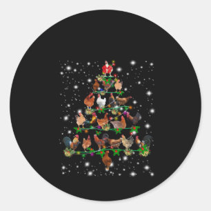 Chicken Christmas Tree Covered By Flashlight Classic Round Sticker