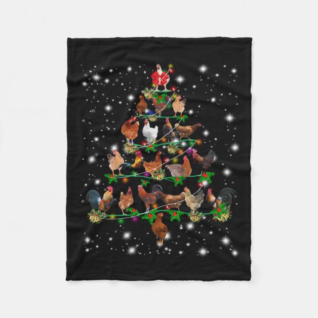 Chicken Christmas Tree Covered By Flashlight Fleece Blanket (Front)