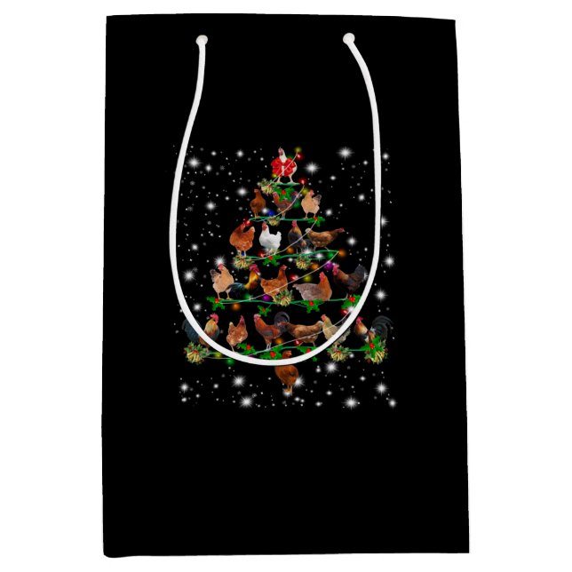 Chicken Christmas Tree Covered By Flashlight Medium Gift Bag (Front)