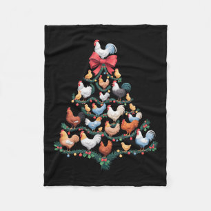 Chicken Christmas Tree Farm Animal Holiday Decor  Fleece Blanket