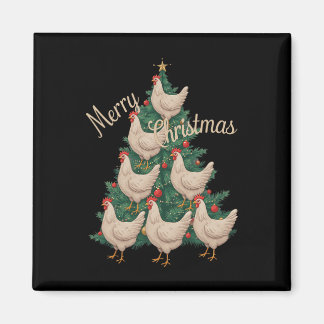 Chicken Christmas Tree Funny Chickens Xmas Tree Magnet