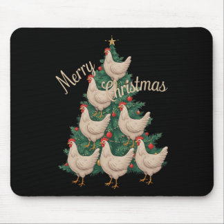 Chicken Christmas Tree Funny Chickens Xmas Tree Mouse Pad