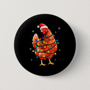Chicken Christmas Tree Lights Farm Animal Santa Xm 2 Inch Round Button
