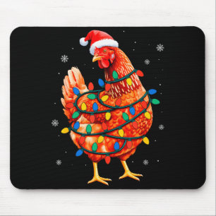 Chicken Christmas Tree Lights Farm Animal Santa Xm Mouse Pad
