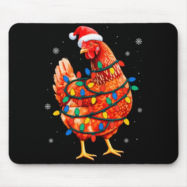 Chicken Christmas Tree Lights Farm Animal Santa Xm Mouse Pad (Front)