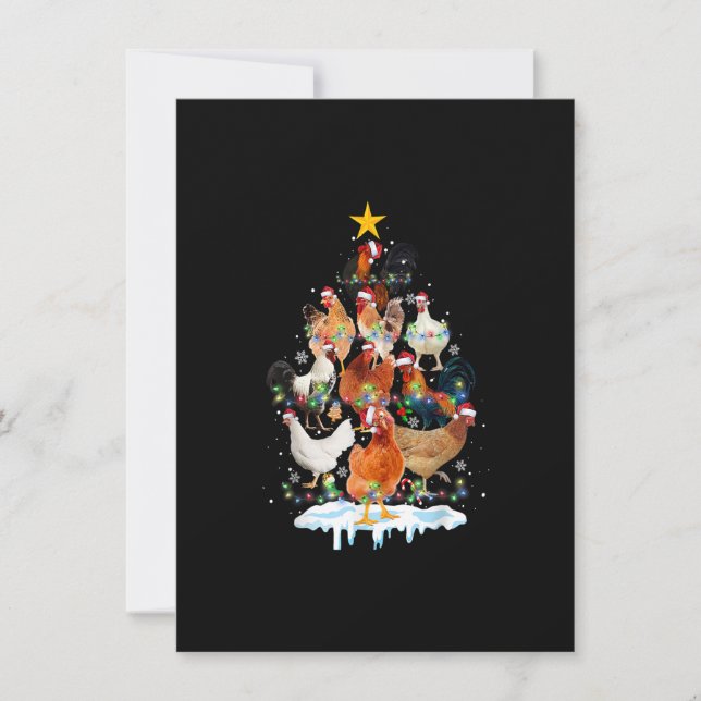 Chicken Christmas Tree Lights Funny Chicken Lover  Invitation (Front)