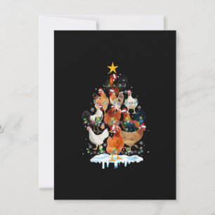 Chicken Christmas Tree Lights Funny Chicken Lover  Invitation