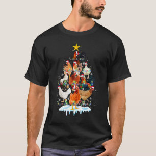 Chicken Christmas Tree Lights Funny Chicken Lover T-Shirt