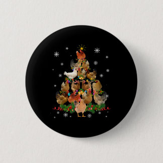 Chicken Christmas Tree Lights Funny Chicken Xmas 2 Inch Round Button
