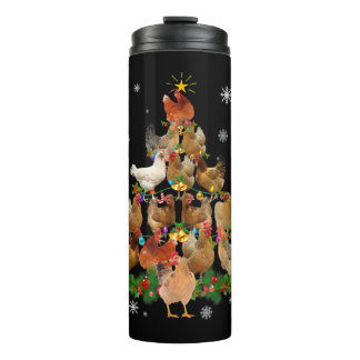 Chicken Christmas Tree Lights Funny Chicken Xmas Thermal Tumbler