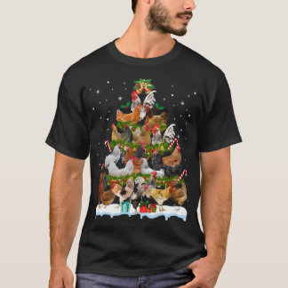 Chicken Christmas Tree Lights Funny Xmas Deco Chic T-Shirt