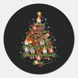 Chicken Christmas Tree Lights Santa Hat Xmas Chick Classic Round Sticker