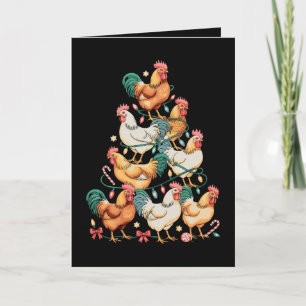 Chicken Christmas Tree Lights Xmas Holiday Season Card