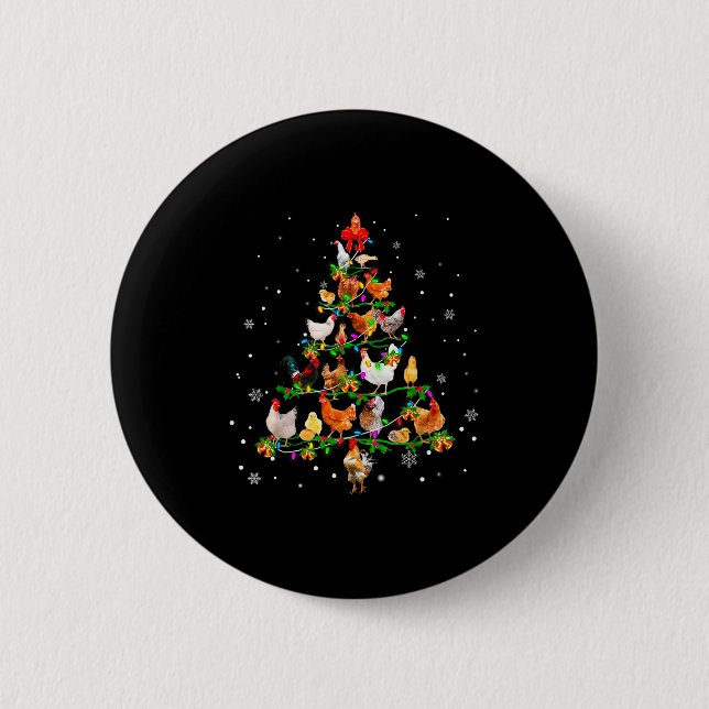 Chicken Christmas Tree Ornament Decor Xmas  2 Inch Round Button (Front)