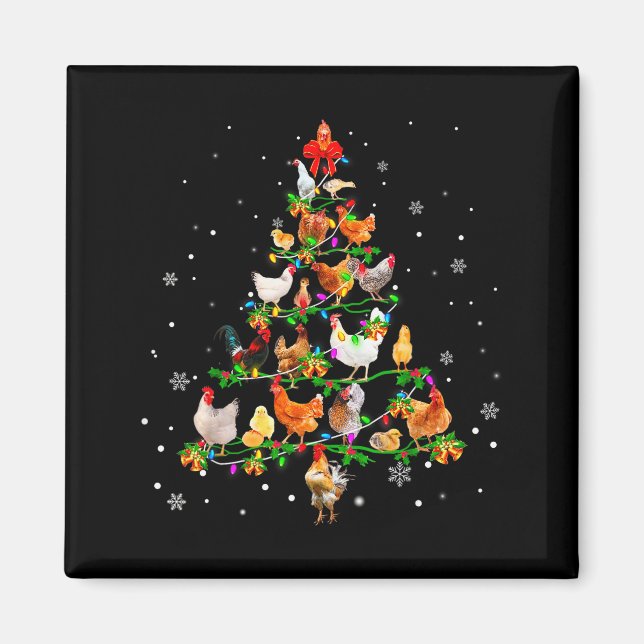 Chicken Christmas Tree Ornament Decor Xmas  Magnet (Front)