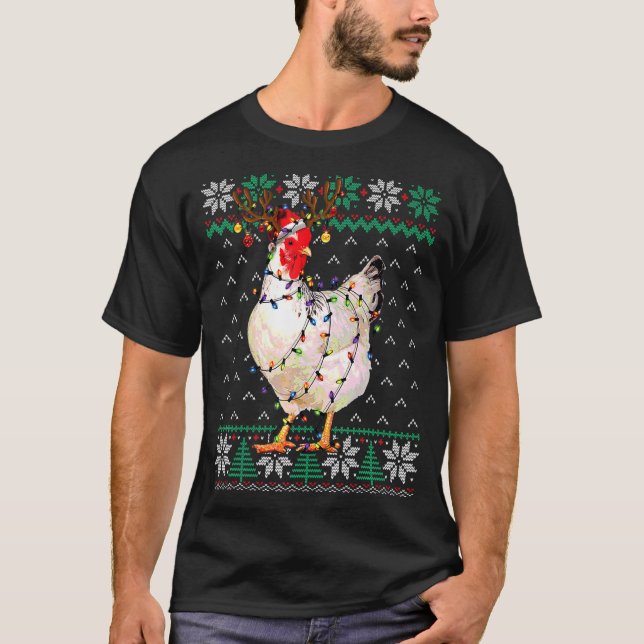 Chicken Christmas Ugly Sweater  Chicken  Xmas (Front)